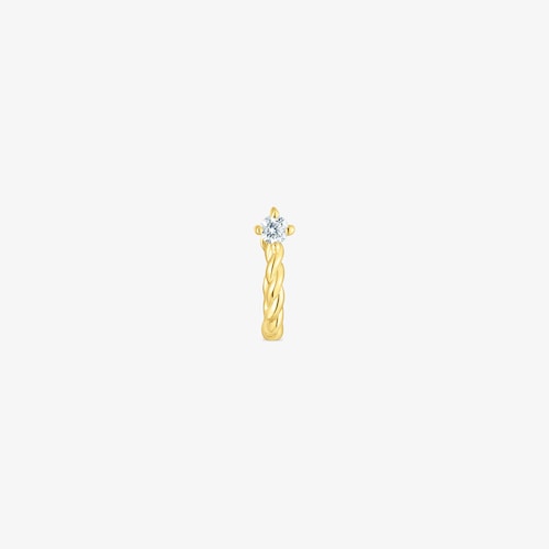18K Solid Gold Twisted Hoop earring with diamond