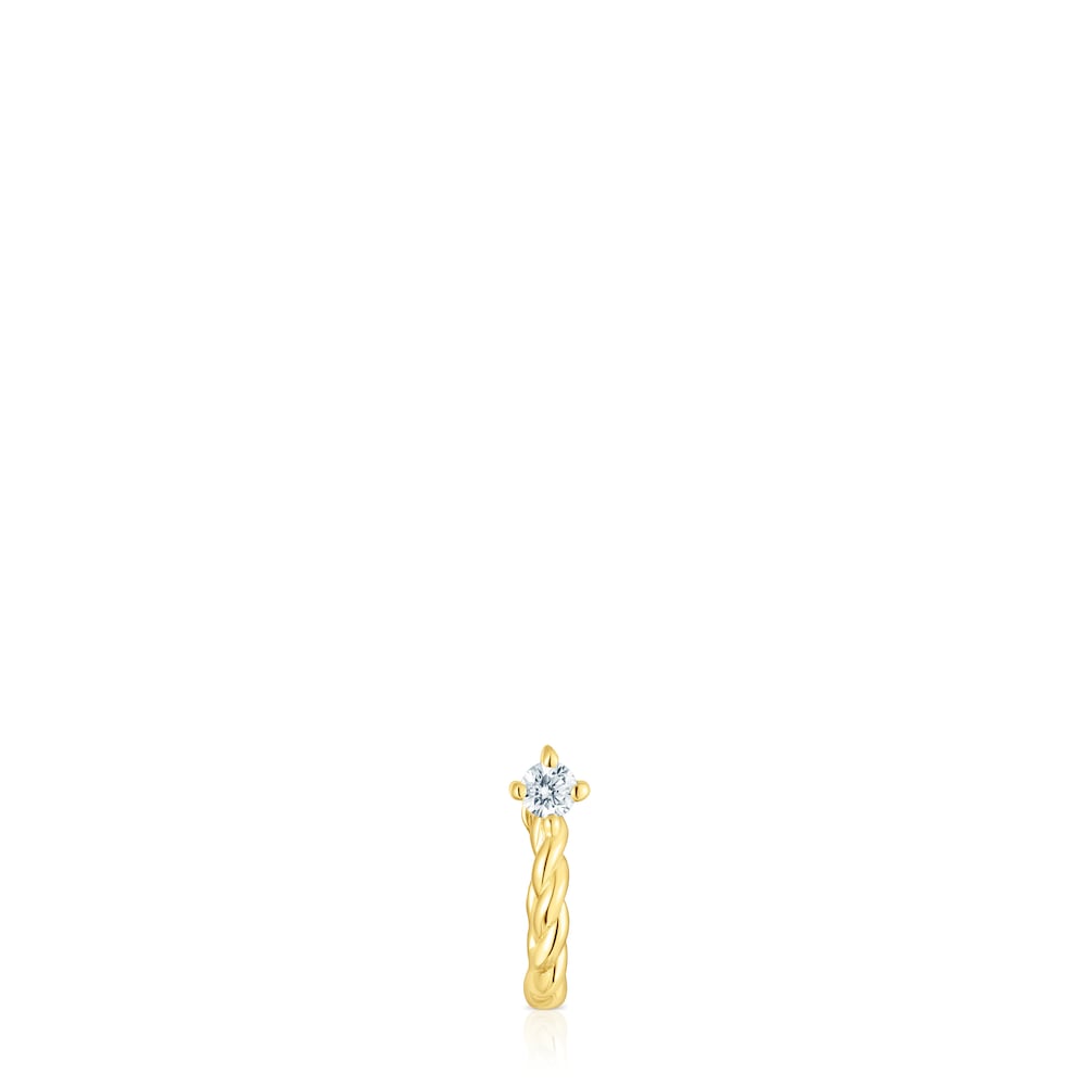 Pendiente aro de oro y diamante Twisted image number 0