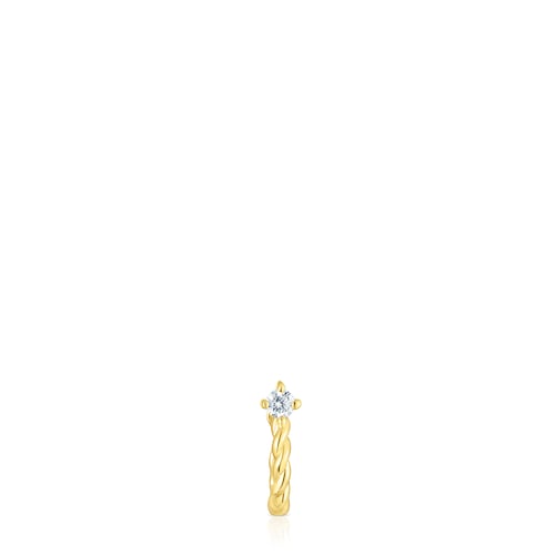 Gold Twisted Hoop earring with diamond