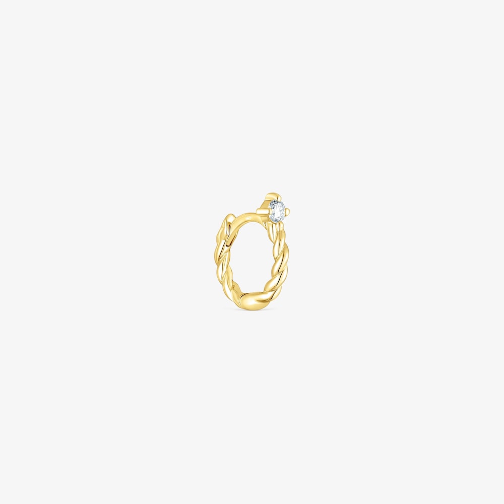 18K Solid Gold Twisted Hoop earring with diamond