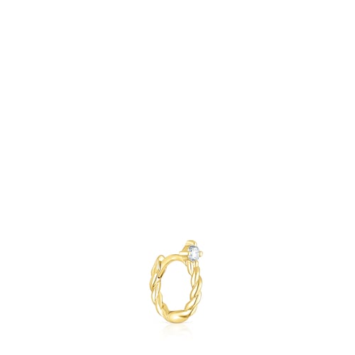 Gold Twisted Hoop earring with diamond