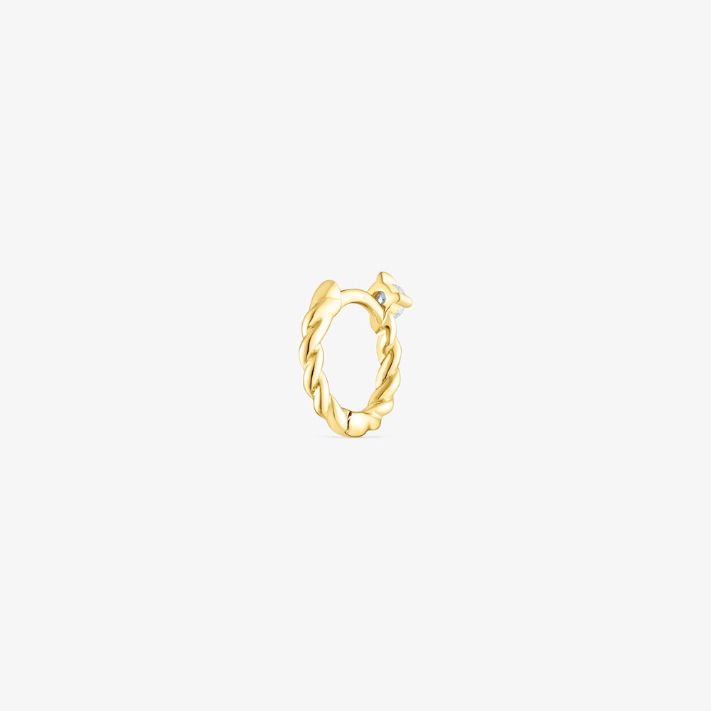 18K Solid Gold Twisted Hoop earring with diamond