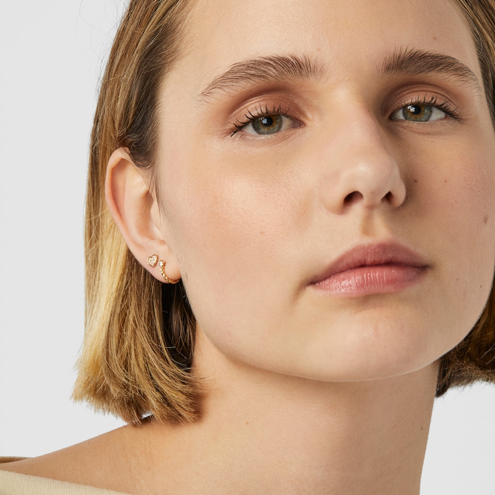 18K Solid Gold Twisted Hoop earring with diamond