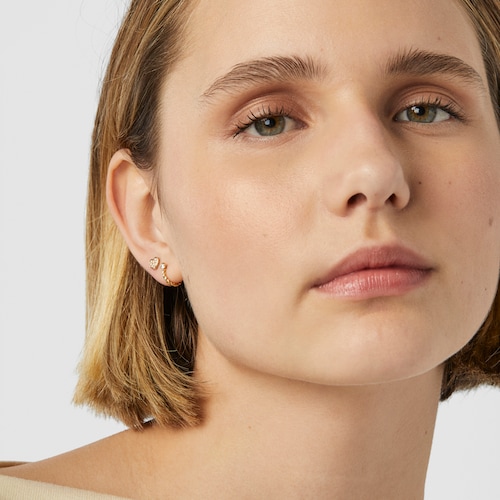 Gold Twisted Hoop earring with diamond