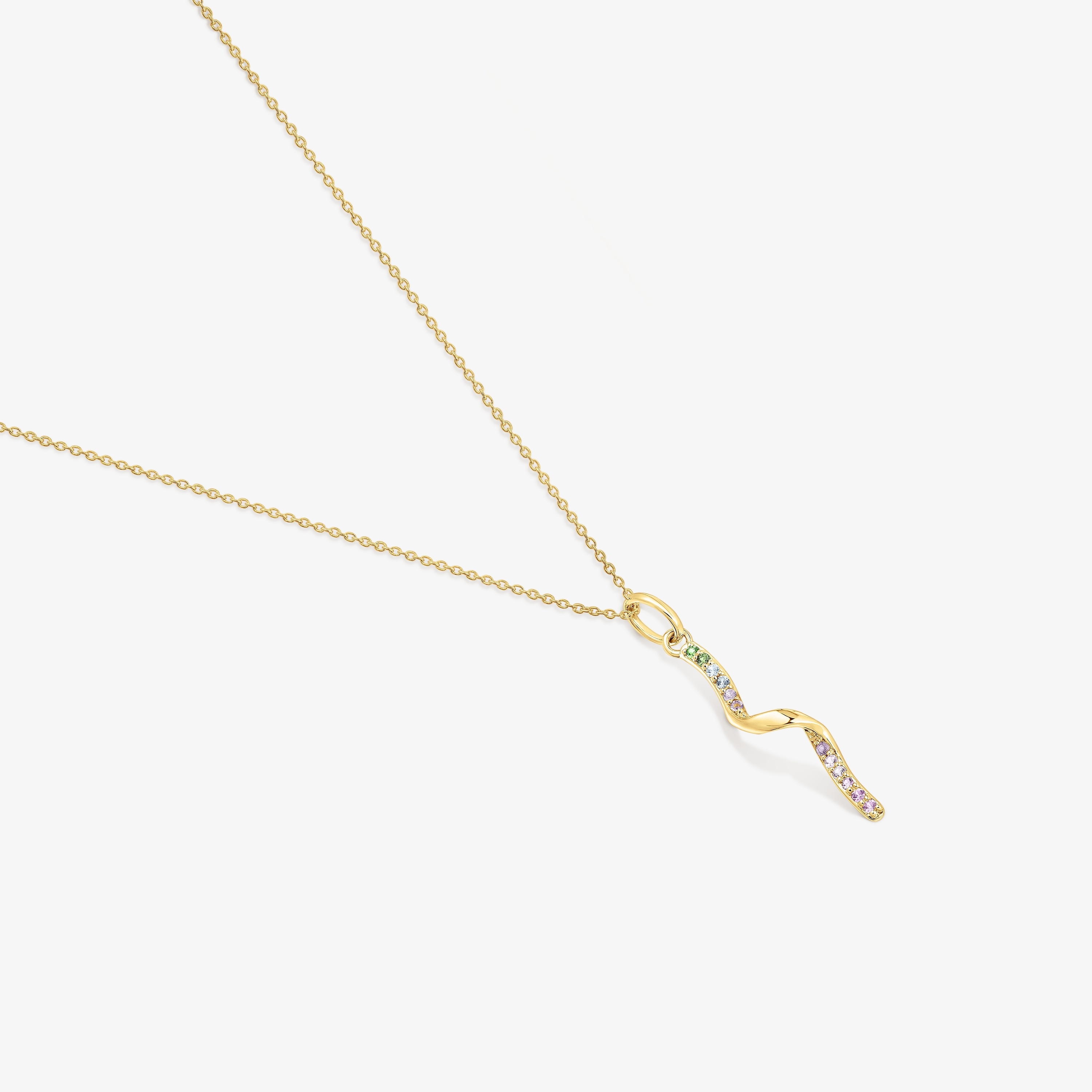 18K Solid Gold Necklace with gemstone spiral TOUS Beach