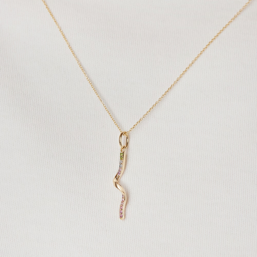 Collar de oro con espiral de gemas Beach