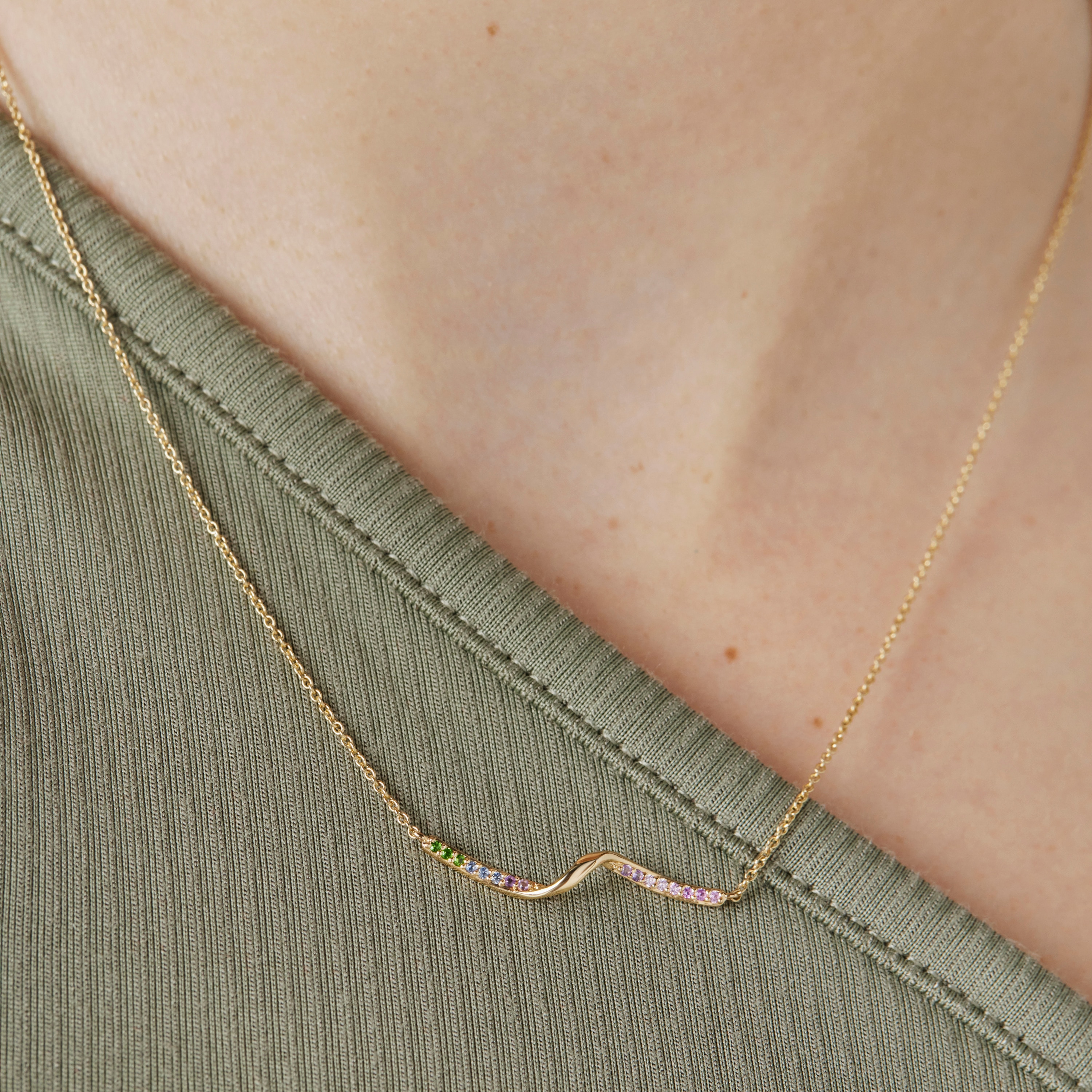 18K Solid Gold Necklace with gemstones TOUS Beach