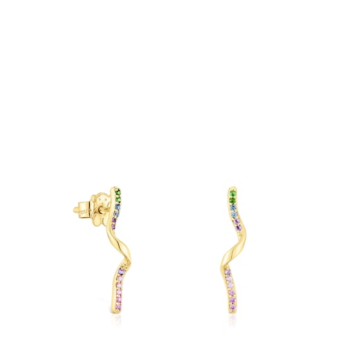 Gold Spiral earrings with gemstones TOUS Beach