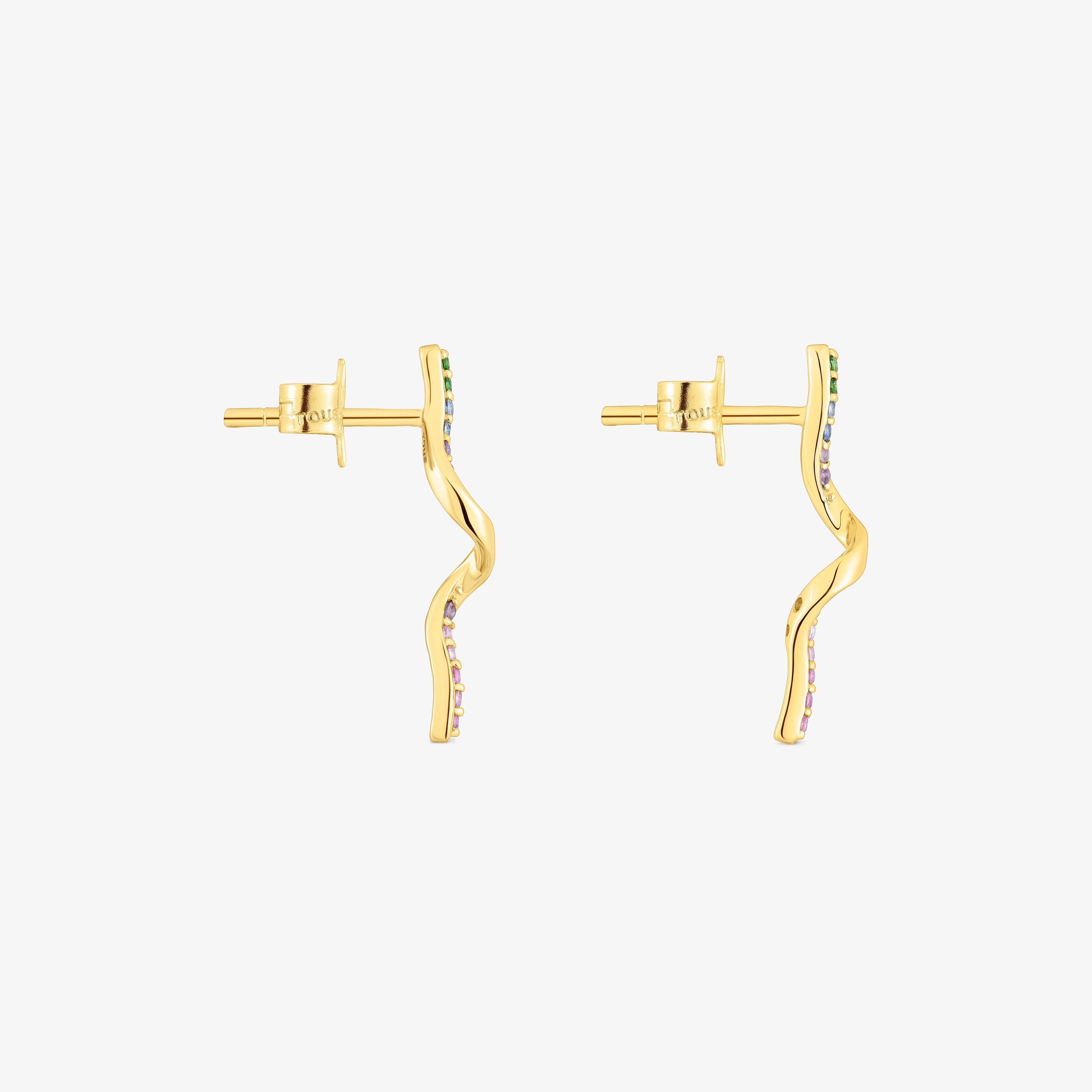 18K Solid Gold Spiral earrings with gemstones TOUS Beach