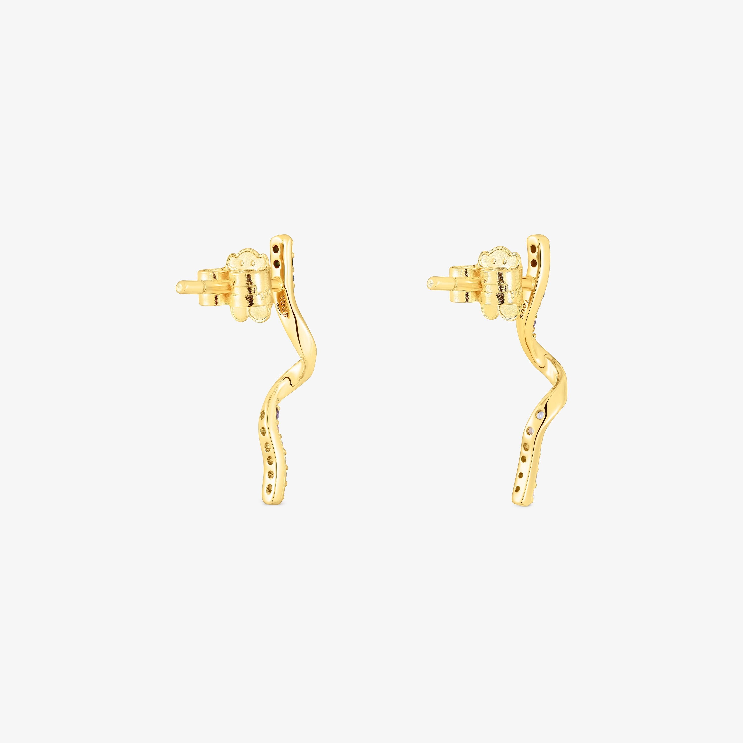 18K Solid Gold Spiral earrings with gemstones TOUS Beach