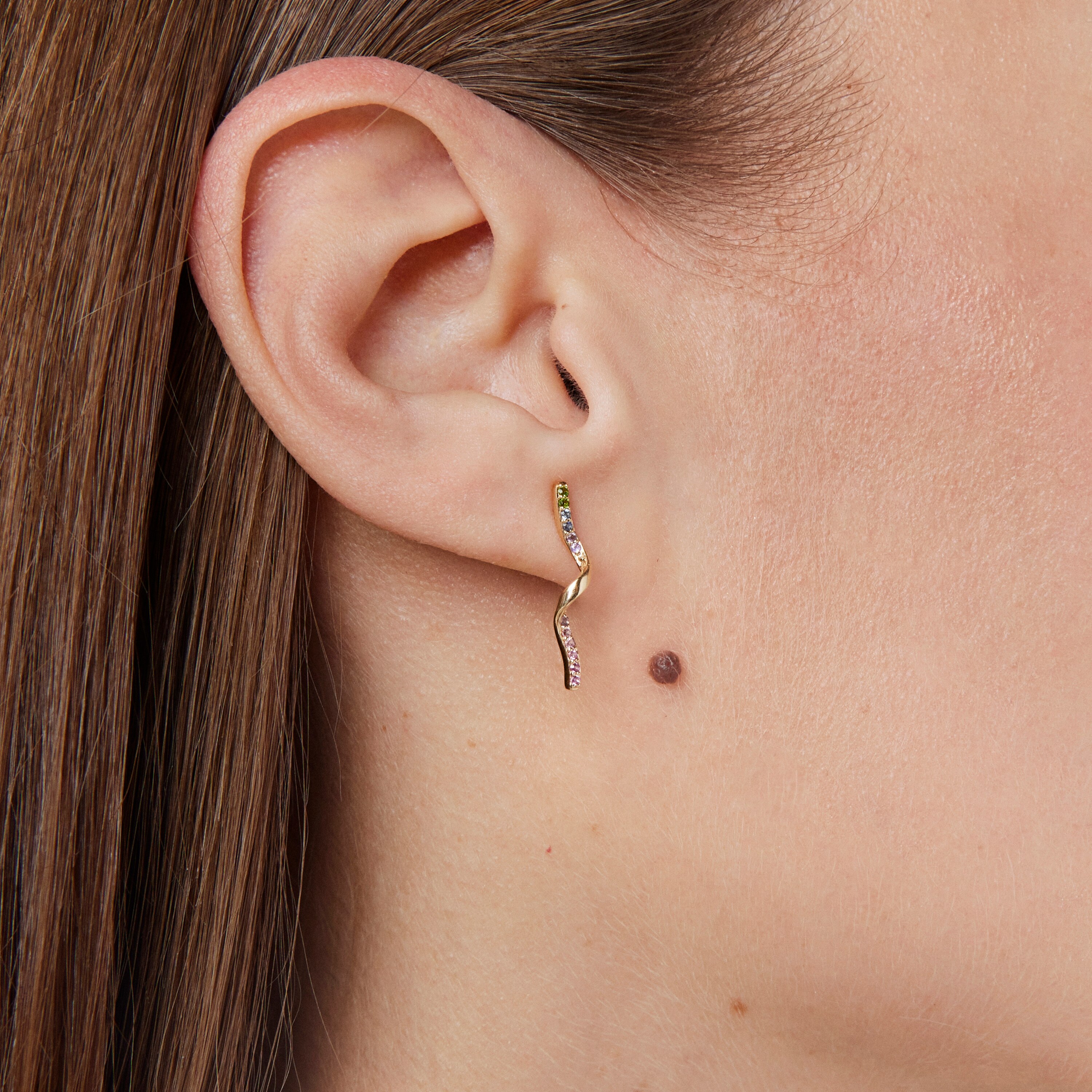 18K Solid Gold Spiral earrings with gemstones TOUS Beach