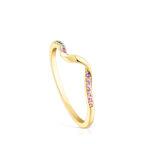 Anillo espiral de oro y gemas Beach image number 0