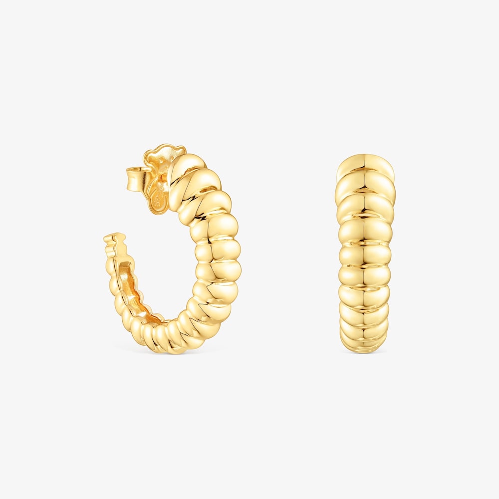 Pendientes con ba&ntilde;o de oro 18 kt sobre plata Virtual Garden