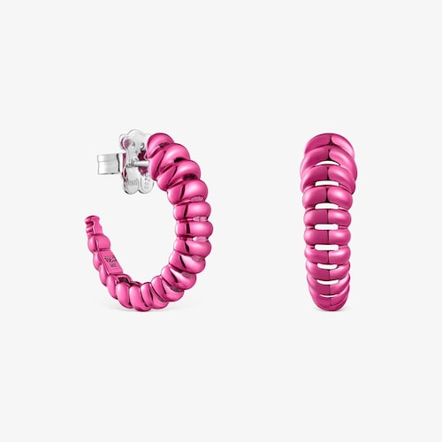 Aretes de plata en color fucsia Virtual Garden