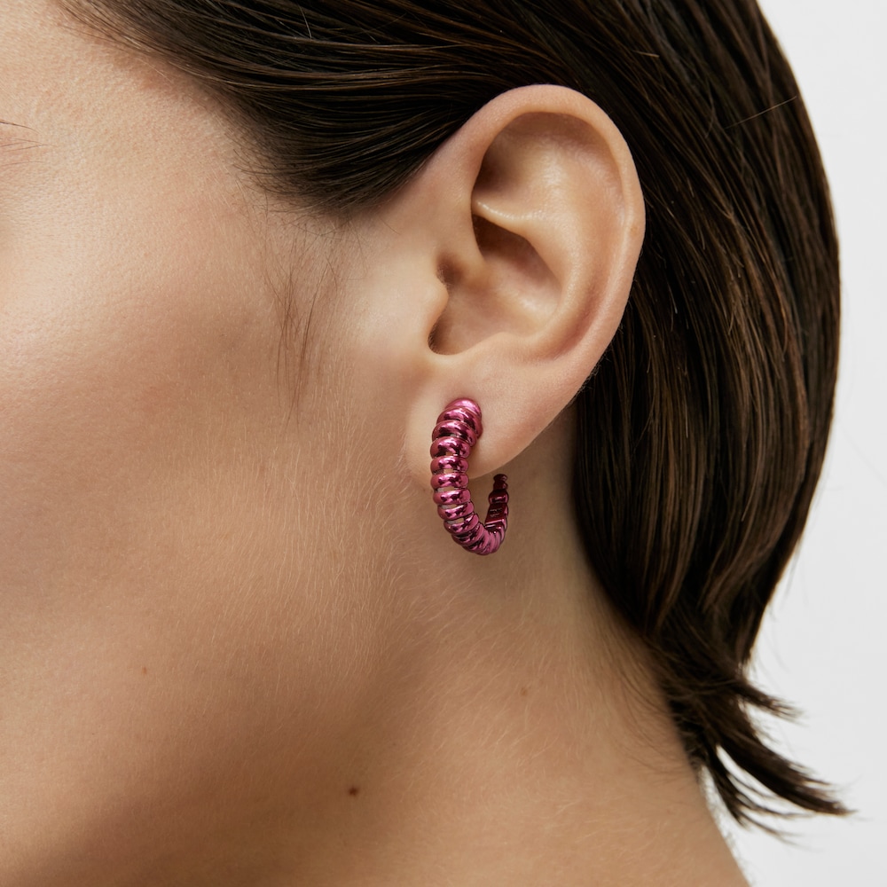 Aretes de plata en color fucsia Virtual Garden