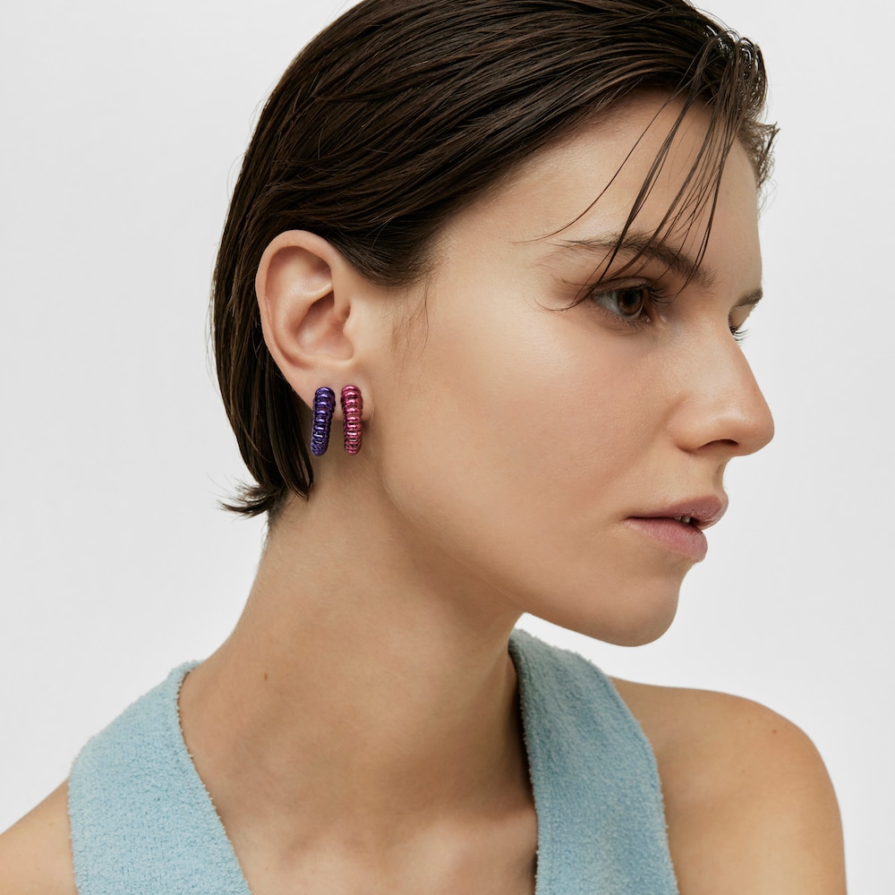 Aretes de plata en color fucsia Virtual Garden