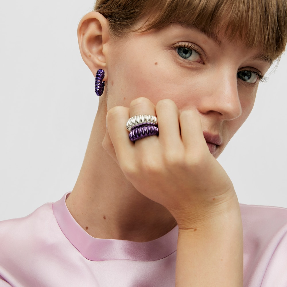 Aretes de plata en color lila Virtual Garden