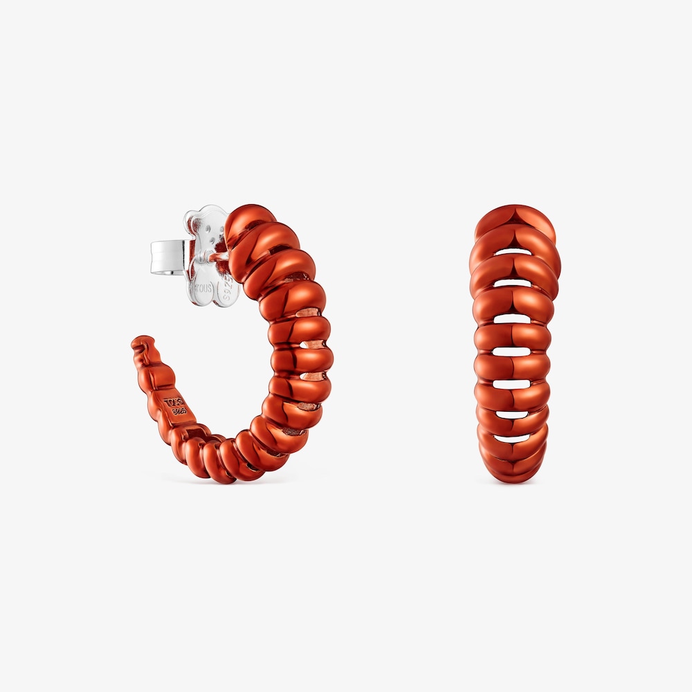 Pendientes de plata en color naranja Virtual Garden