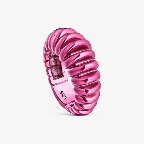 Anillo de plata en color fucsia Virtual Garden