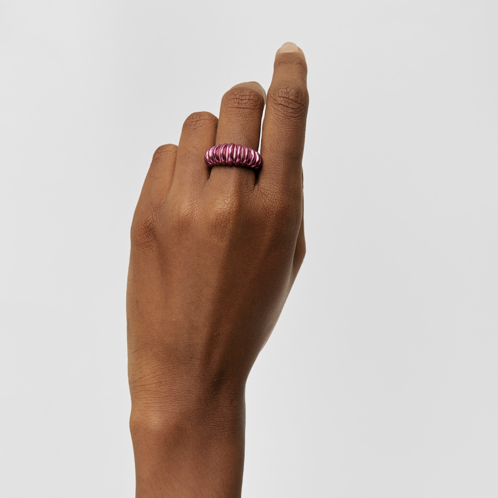 Fuchsiafarbener Ring Virtual Garden aus Silber