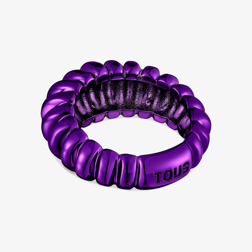 Anel em prata na cor lil&aacute;s Virtual Garden