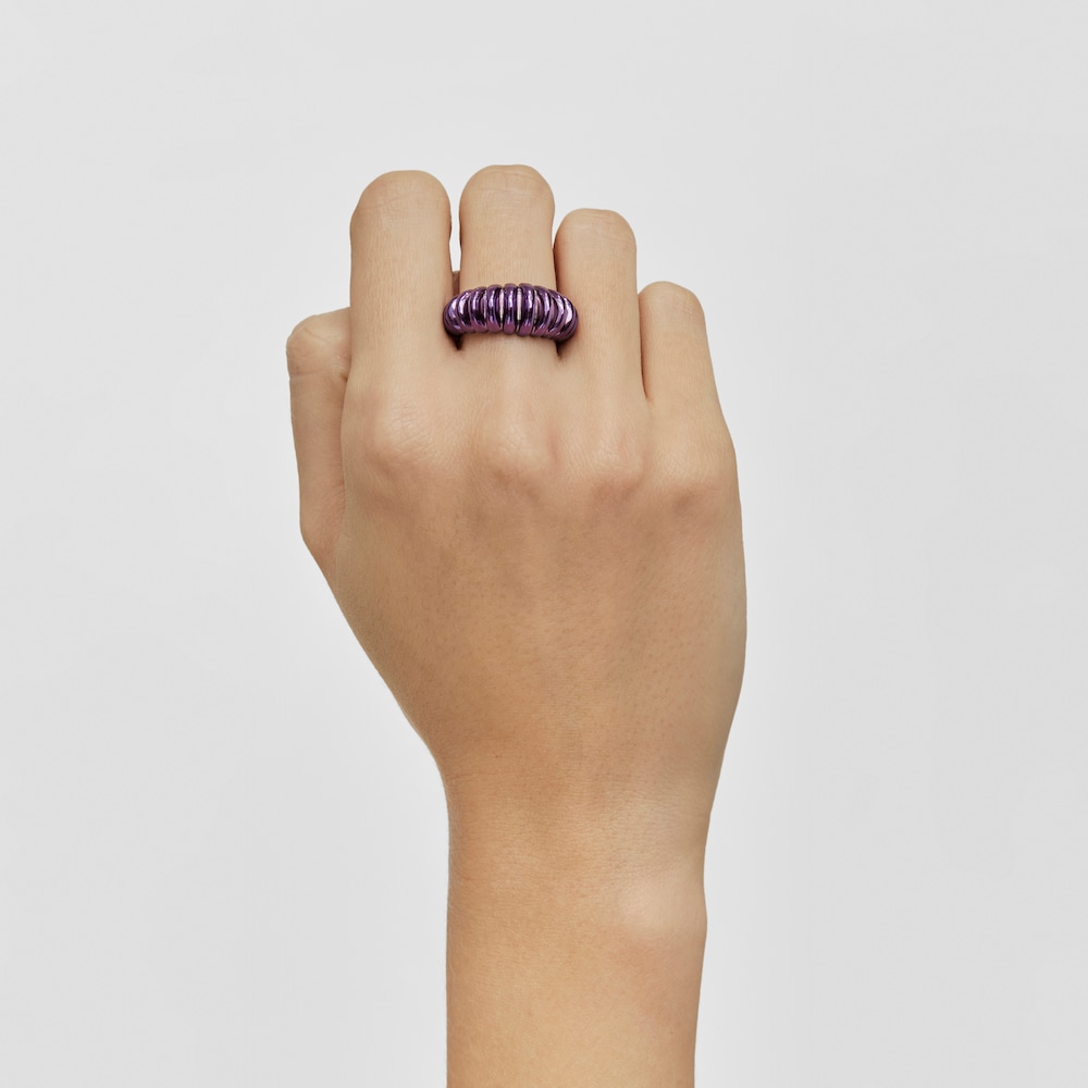 Anel em prata na cor lil&aacute;s Virtual Garden