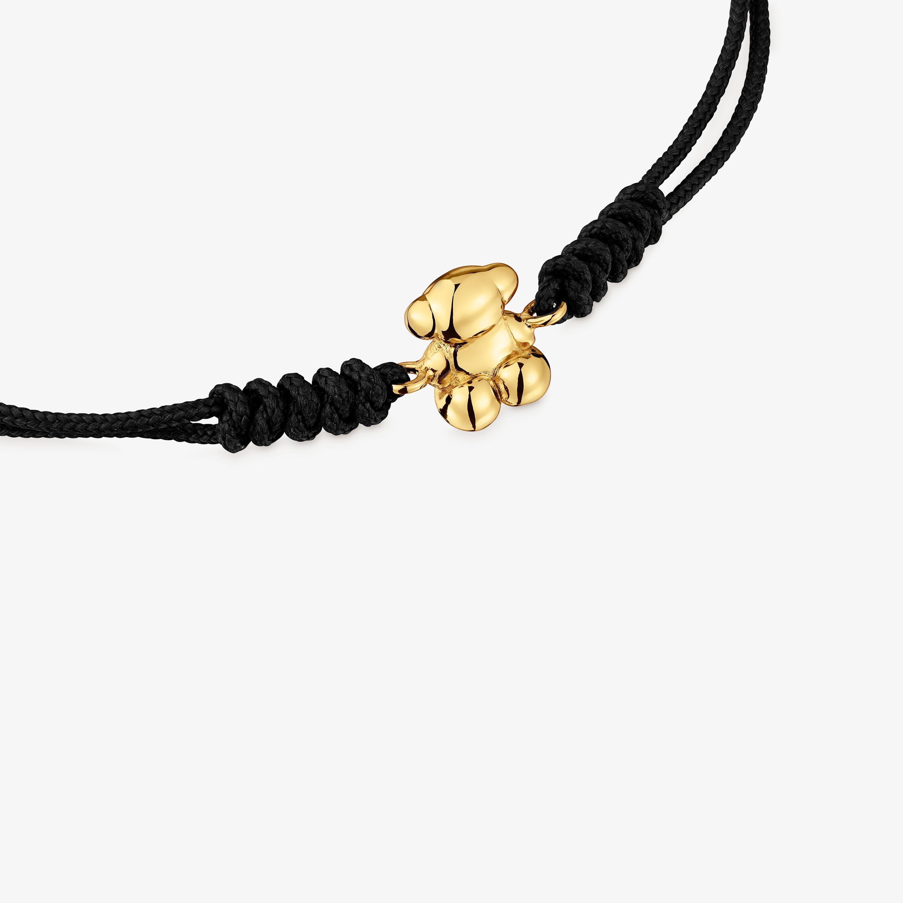 nylon and 18K solid gold bear Bracelet Bold Bear