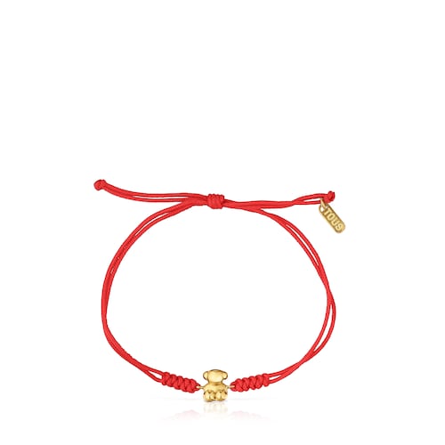 Red nylon and gold bear Bracelet Bold Bear