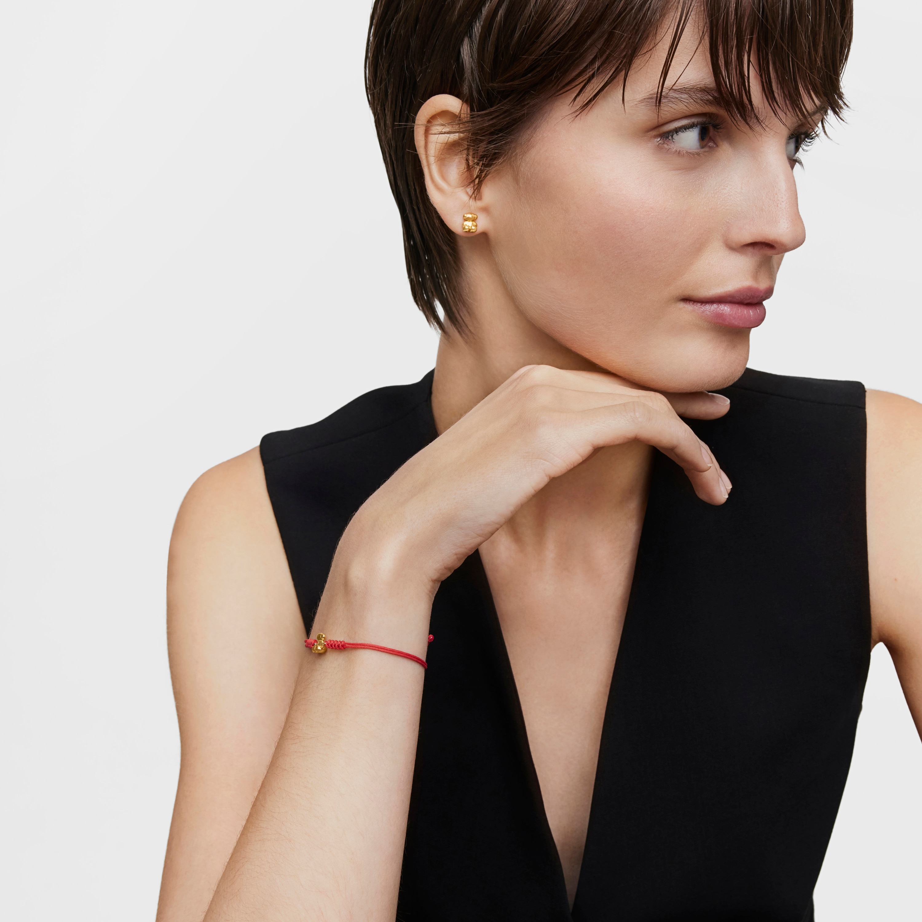 Red nylon and gold bear Bracelet Bold Bear