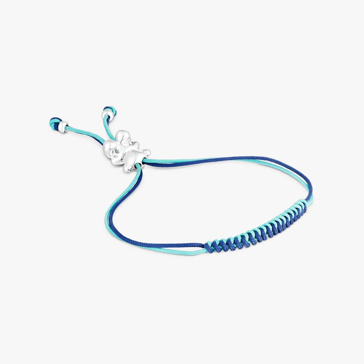 Tous - Pulsera De Cordón Turquesa Y Azul Marino Con Oso De Plata Bold Bear - Azul