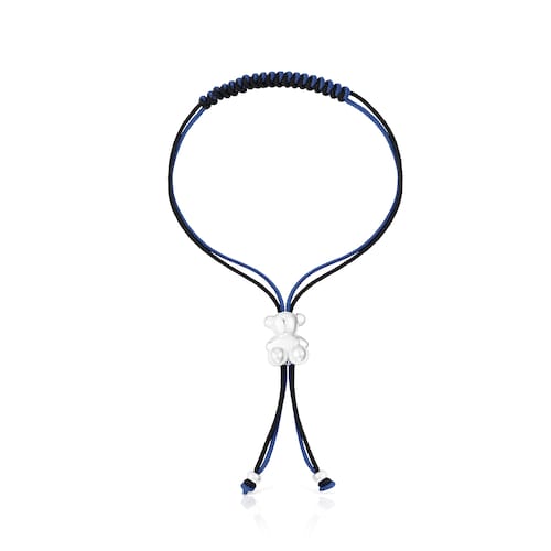 N&aacute;ramok Bold Bear s&nbsp;čiernou a&nbsp;tmavomodrou &scaron;n&uacute;rkou a&nbsp;strieborn&yacute;m medved&iacute;kom