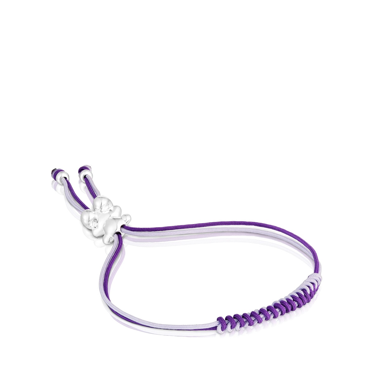 Tous - Pulsera De Cordón Lila Y Malva Con Oso De Plata Bold Bear - Plateado