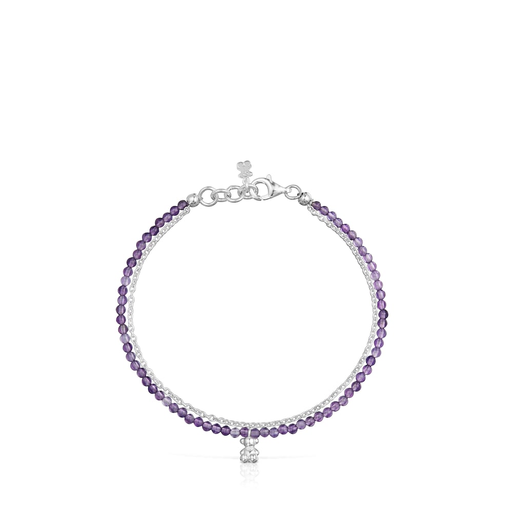 Pulsera de plata y amatista Bold Bear image number 1