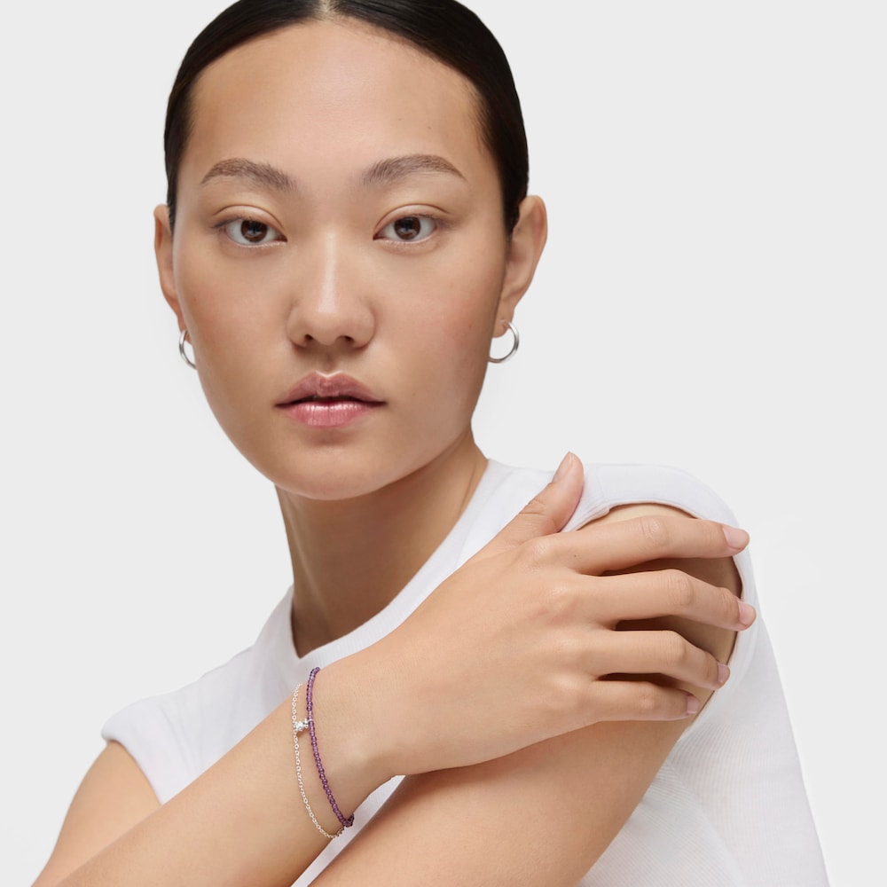 Pulsera de plata y amatista Bold Bear