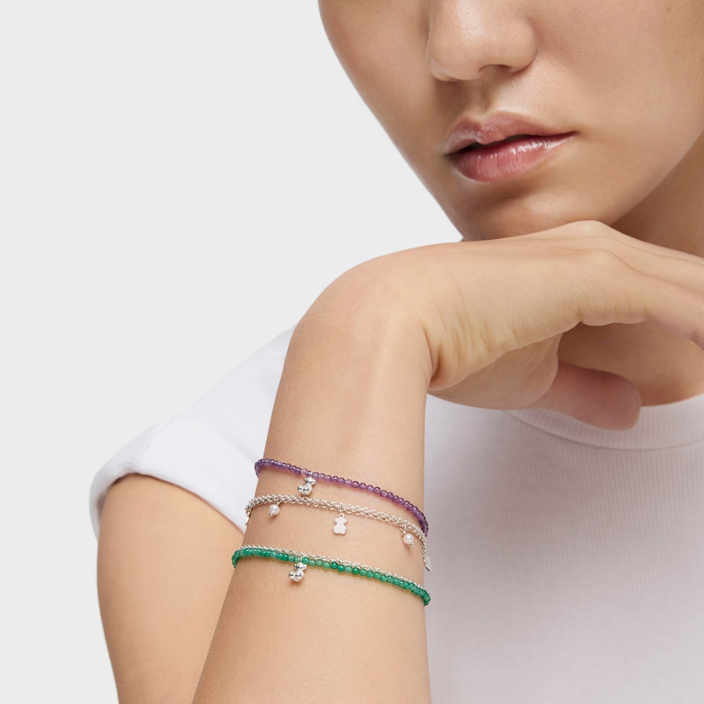 Pulsera de plata y amatista Bold Bear