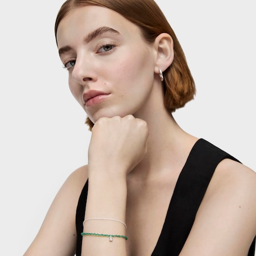 Pulsera de plata y calcedonia verde tratada Bold Bear