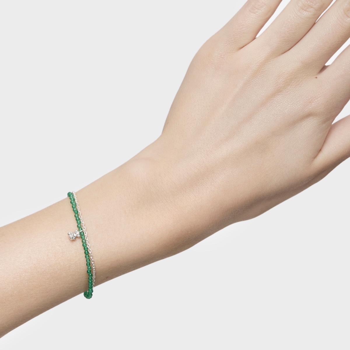 Silver and treated green chalcedony Bracelet Bold Bear