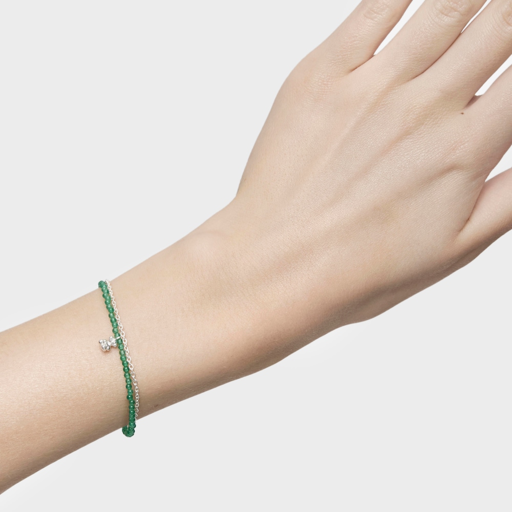 Pulsera de plata y calcedonia verde tratada Bold Bear image number 5