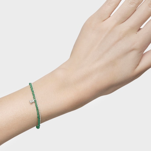 Pulsera de plata y calcedonia verde tratada Bold Bear
