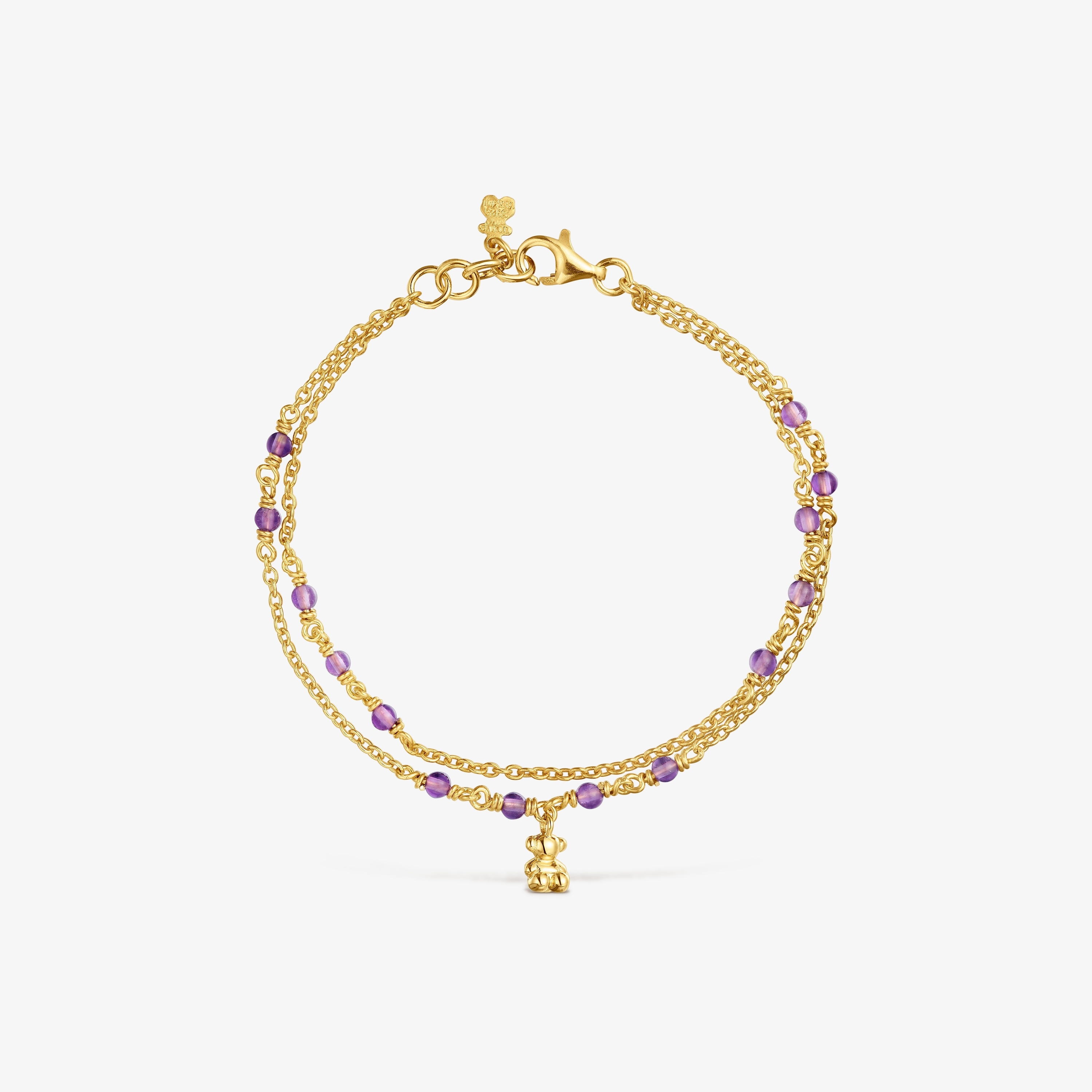 Silver vermeil and amethyst Bracelet Bold Bear