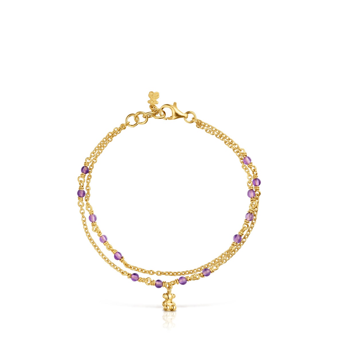 Pulsera con baño de oro 18 kt sobre plata y amatista Bold Bear
