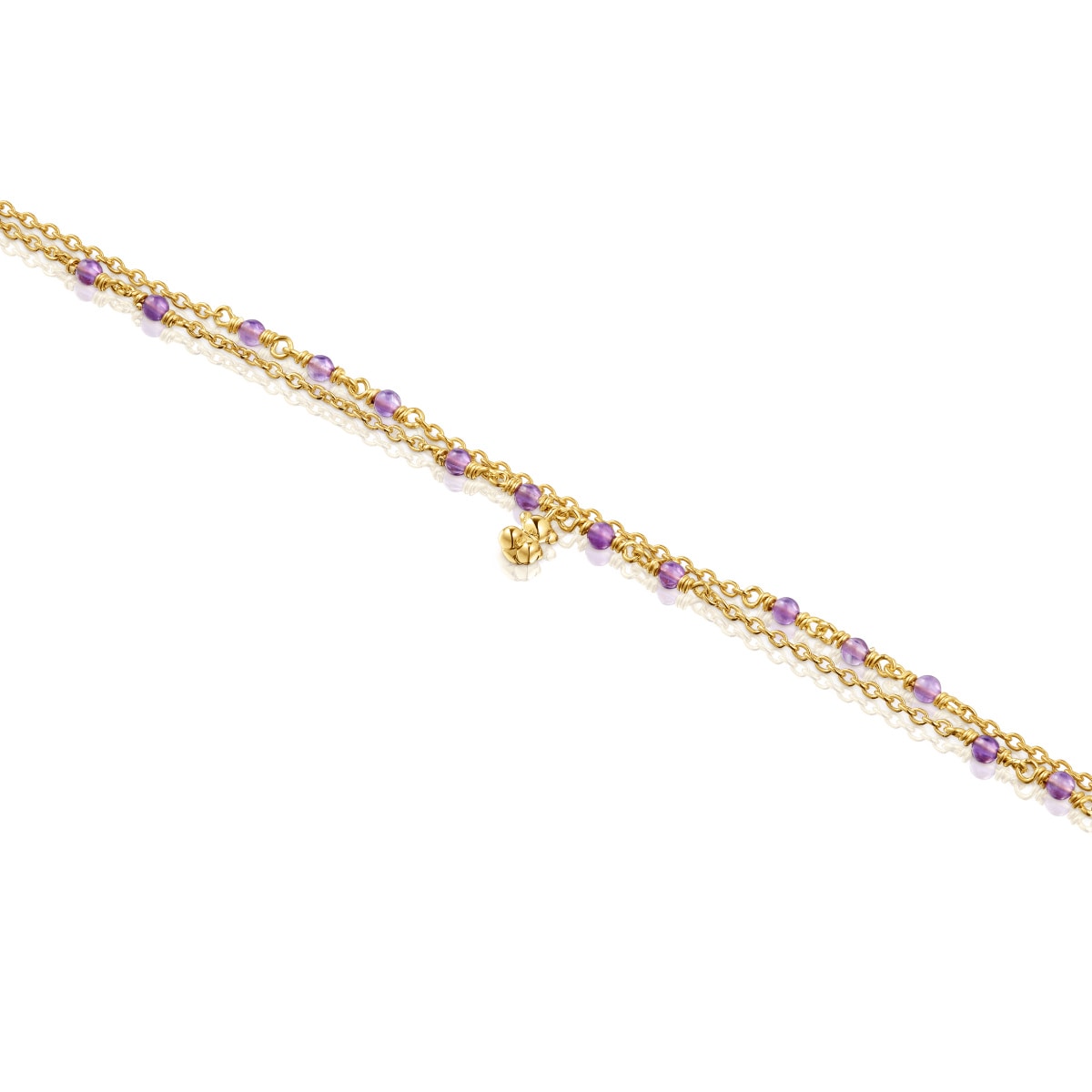 Pulsera con baño de oro 18 kt sobre plata y amatista Bold Bear