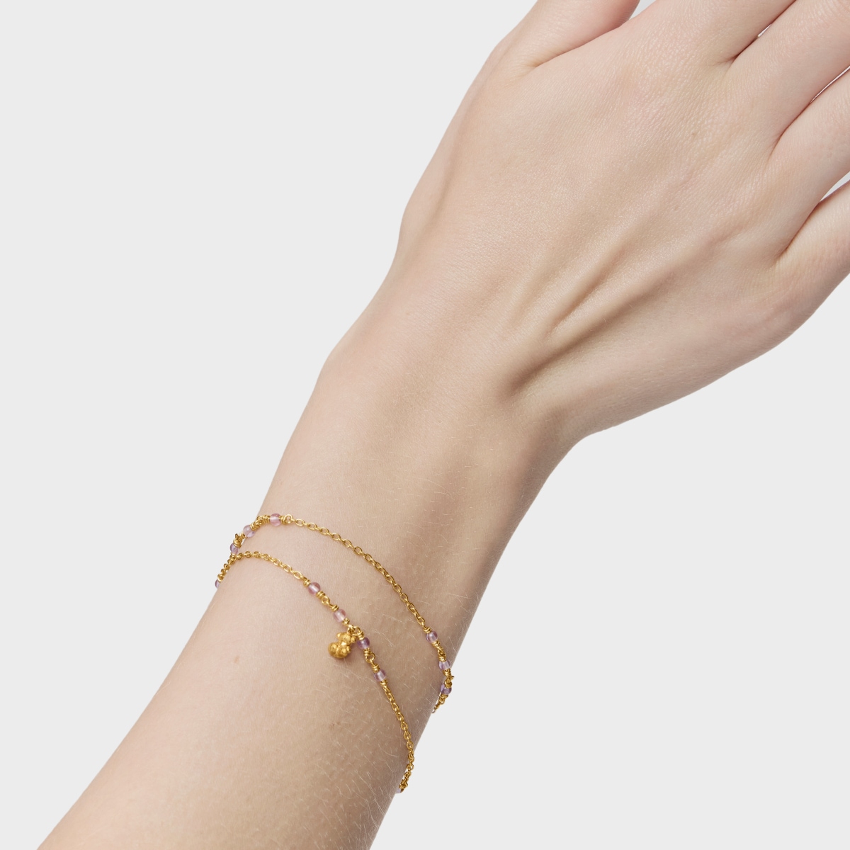 Pulsera con baño de oro 18 kt sobre plata y amatista Bold Bear