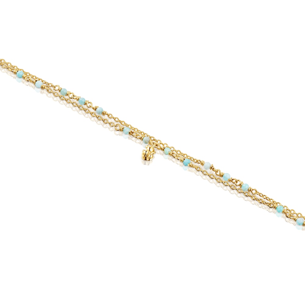 Pulsera con baño de oro 18 kt sobre plata y amazonita Bold Bear image number 2