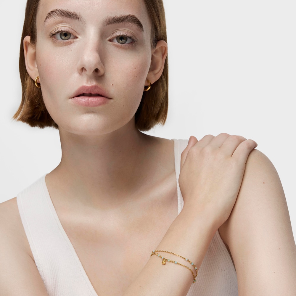 Pulsera con baño de oro 18 kt sobre plata y amazonita Bold Bear image number 3