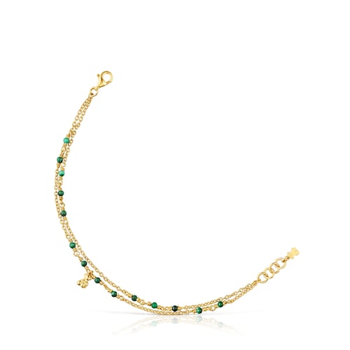 Silver vermeil and malachite Bracelet Bold Bear