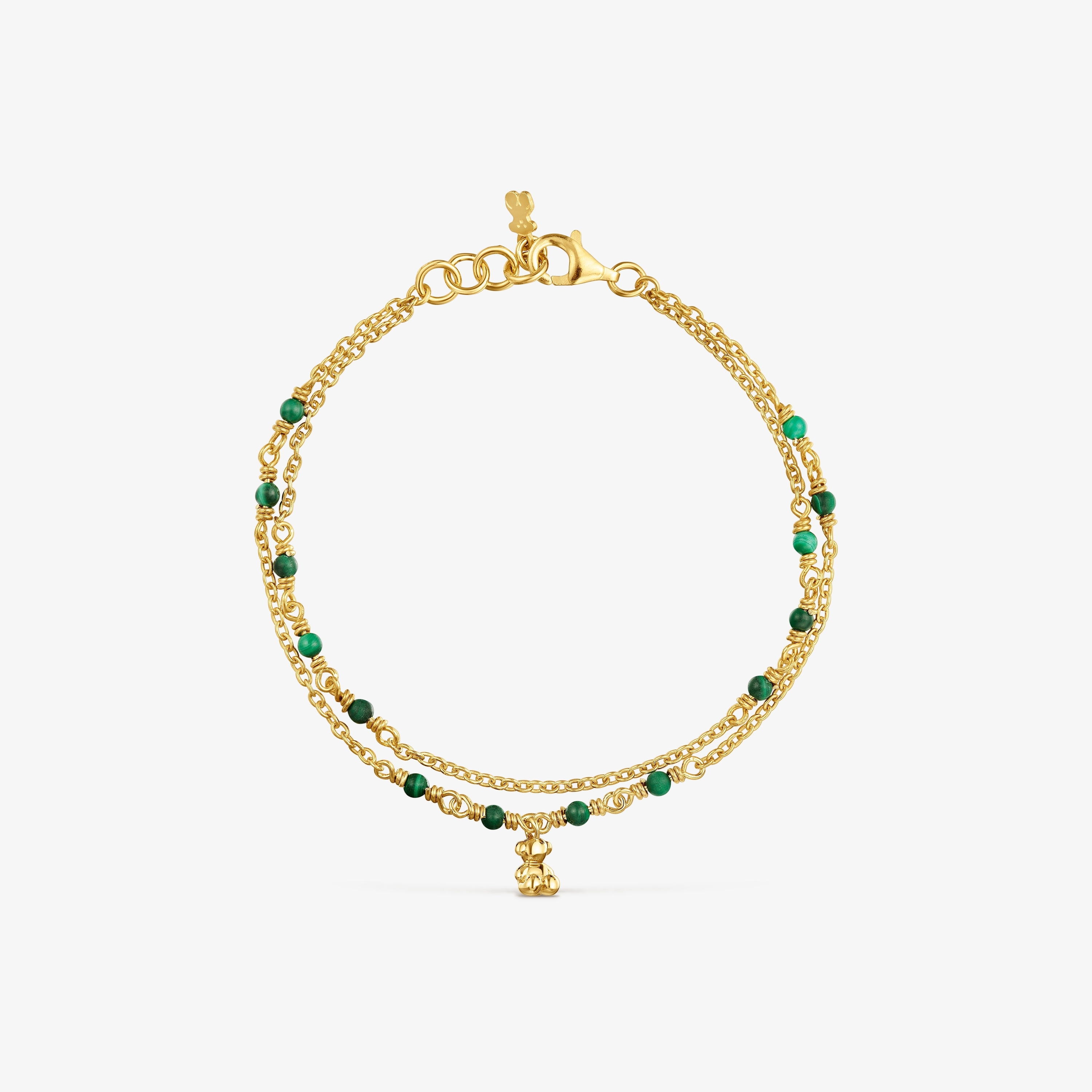 Silver vermeil and malachite Bracelet Bold Bear