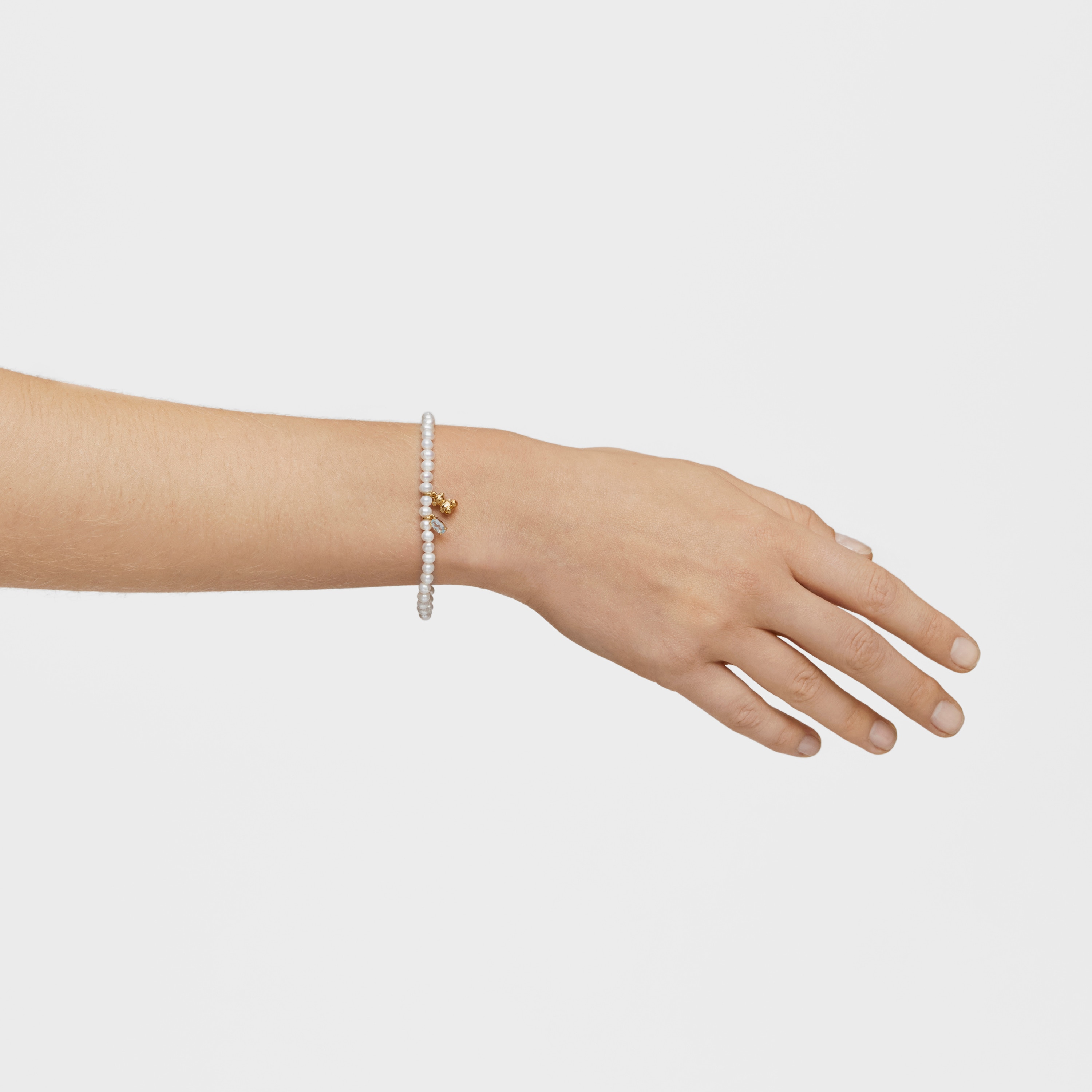 Elastic Bracelet with 18K gold vermeil, cultured pearl and topaz Bold Bear