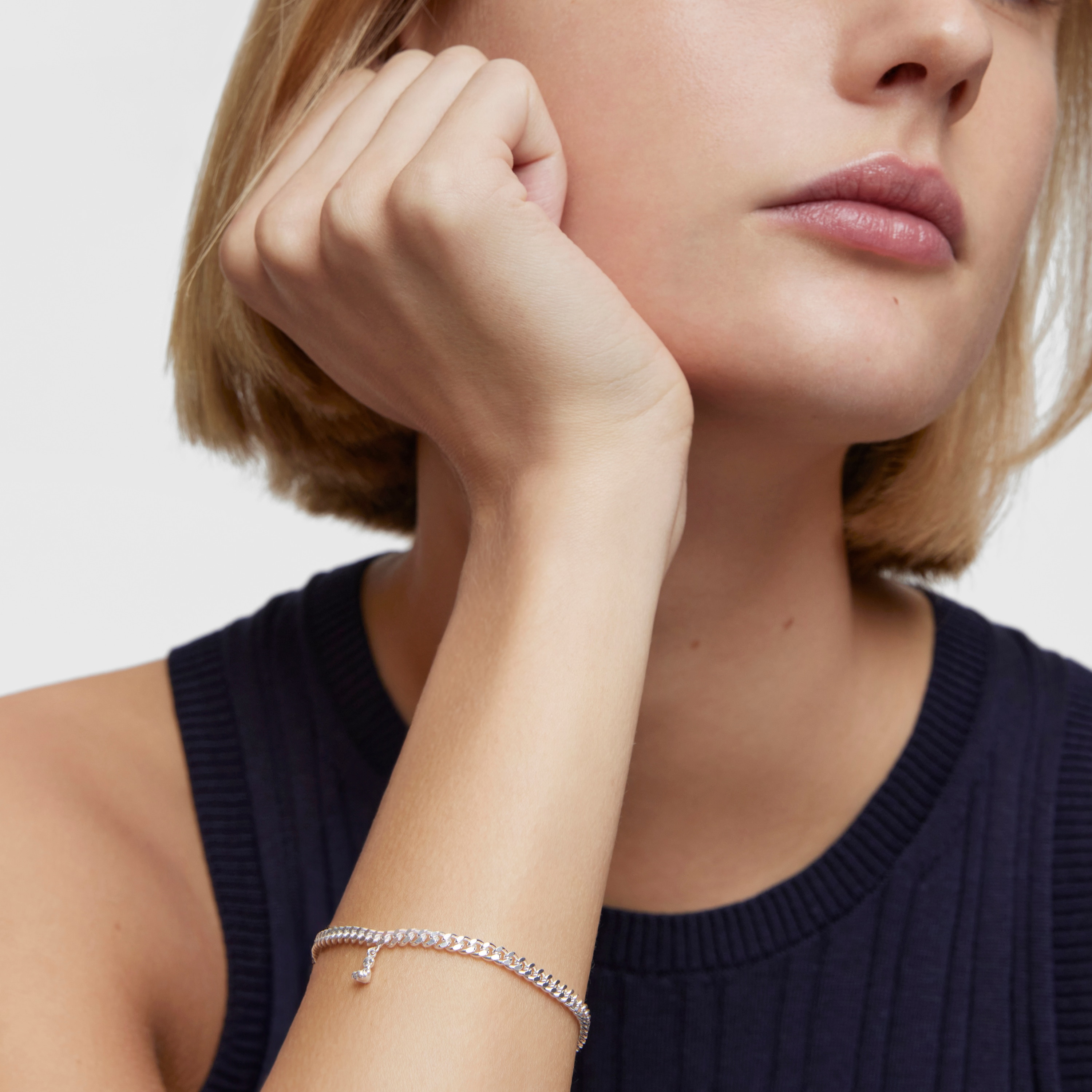 Silver curb chain Bracelet Bold Bear