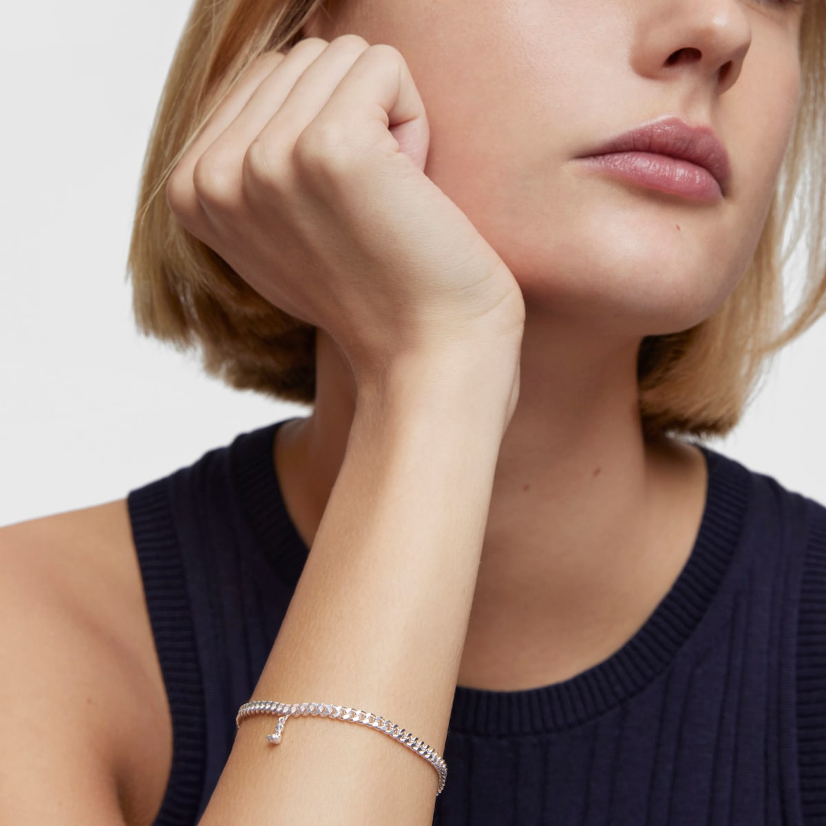 Silver curb chain Bracelet Bold Bear